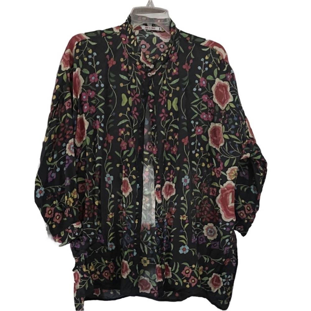 Johnny Was Emby silk Top - Black and Red